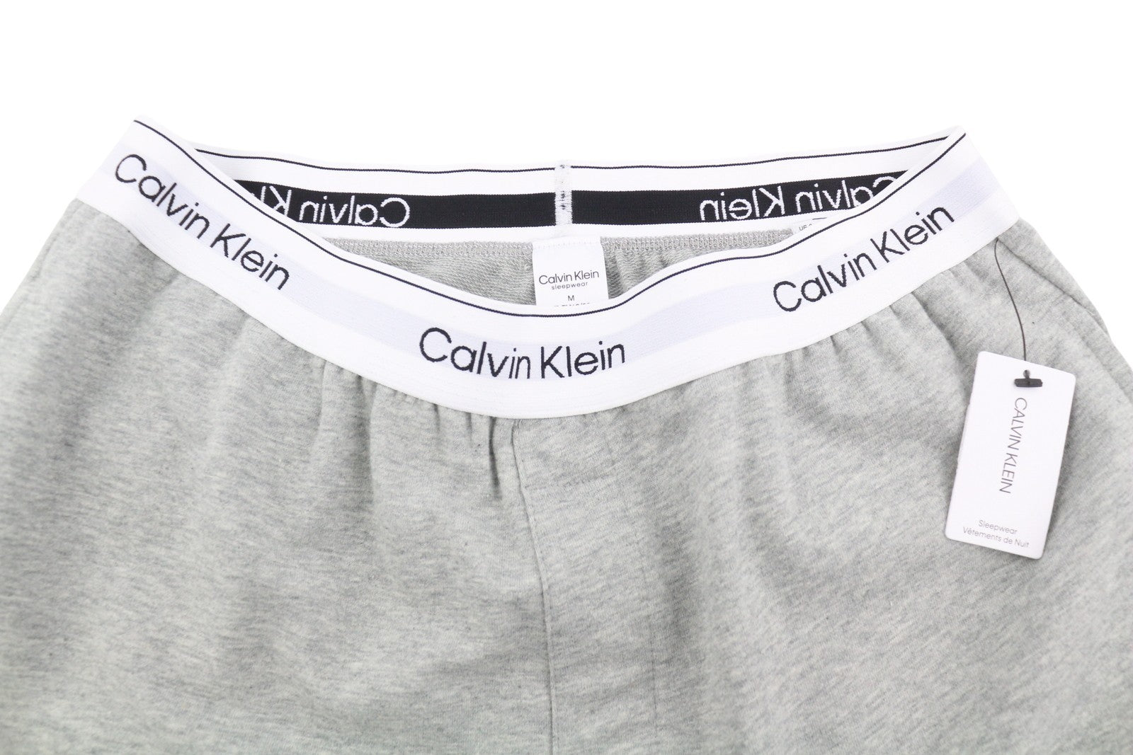 CALVIN KLEIN Sleepwear Jogger vyriškos kelnės M pilkos melanžo su elastingu juosmeniu trikotažiniu 