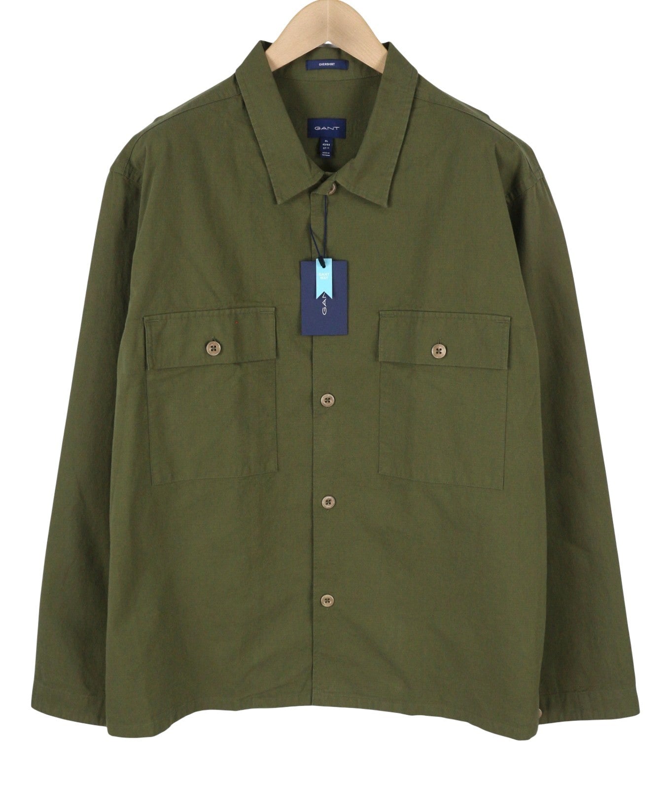 GANT Ripstop marškinėlių tipo vyriška striukė su XL dydžio sagomis ir užlopytomis kišenėmis, plona