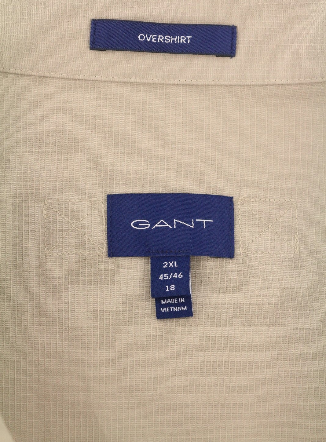 GANT Ripstop Overshirt Men Jacket 2XL Plaza Taupe Button-Up Patch Pocket Thin