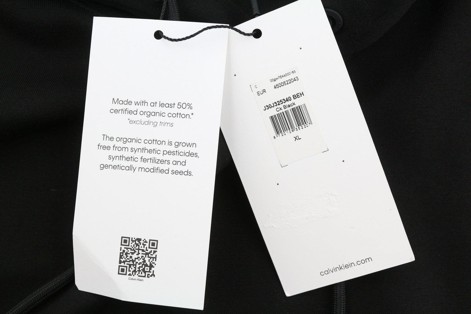 CALVIN KLEIN Men Hoodie XL Black Kangaroo Pocket Front Logo Hooded Pullover