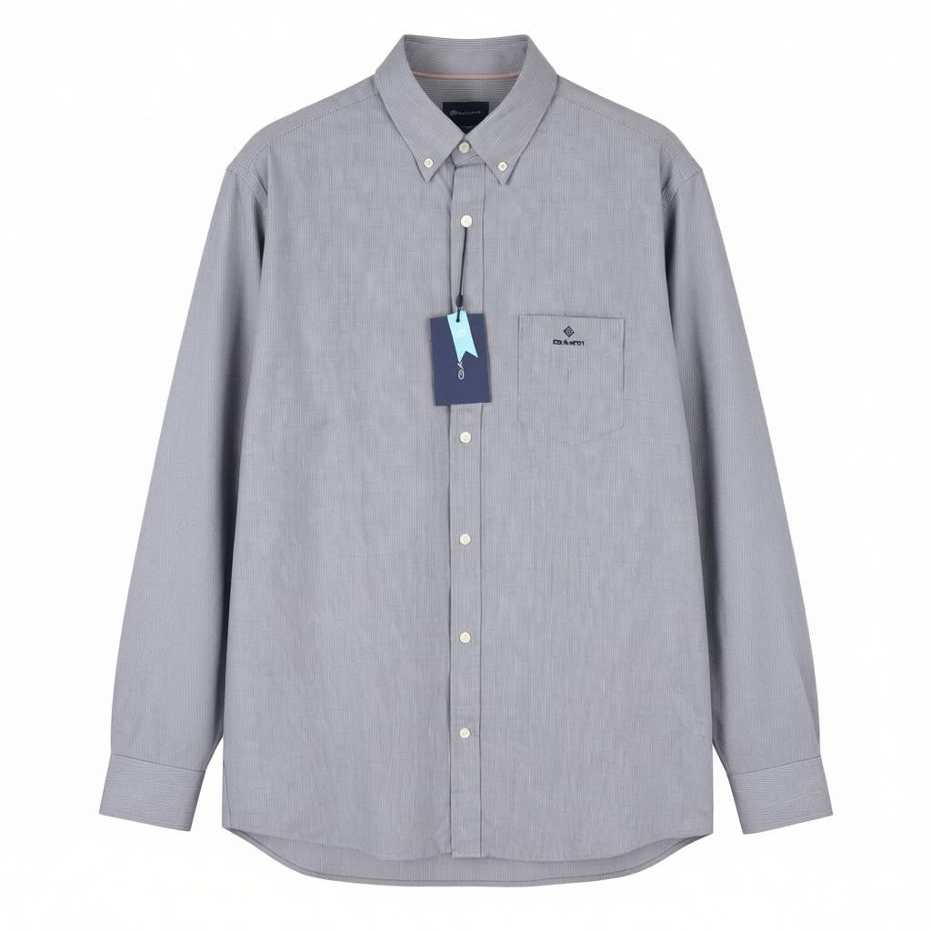 GANT Reg Texture vyriški marškinėliai L dydžio, persų mėlyna, su sagomis užsegama apykakle, kišenės užtiesimu, laisvalaikio stiliaus