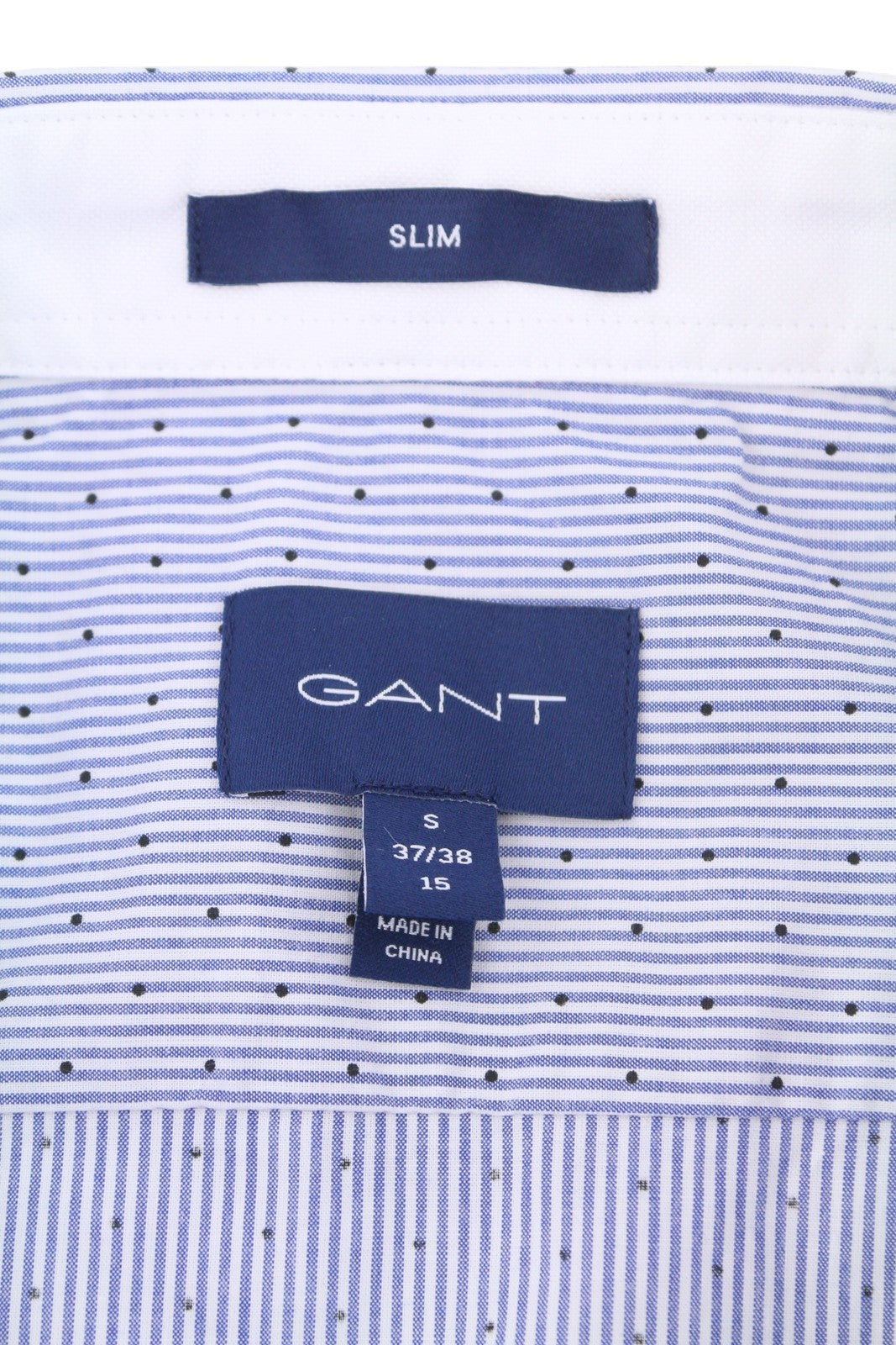 GANT Slim Banker Bot Men Shirt S College Blue Button-Down Neck Logo Casual