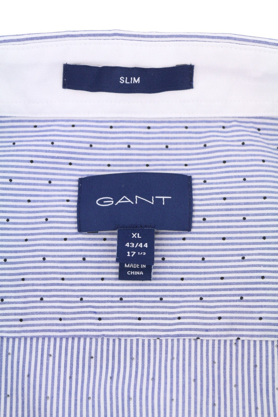 GANT Slim Banker Bot Men Shirt XL College Blue Button-Down Neck Logo Casual