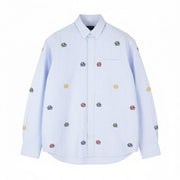 GANT Rel Emb Crest Oxford vyriški marškinėliai S dydžio, mėlyni, siuvinėti dryžuoti, laisvalaikio stiliaus