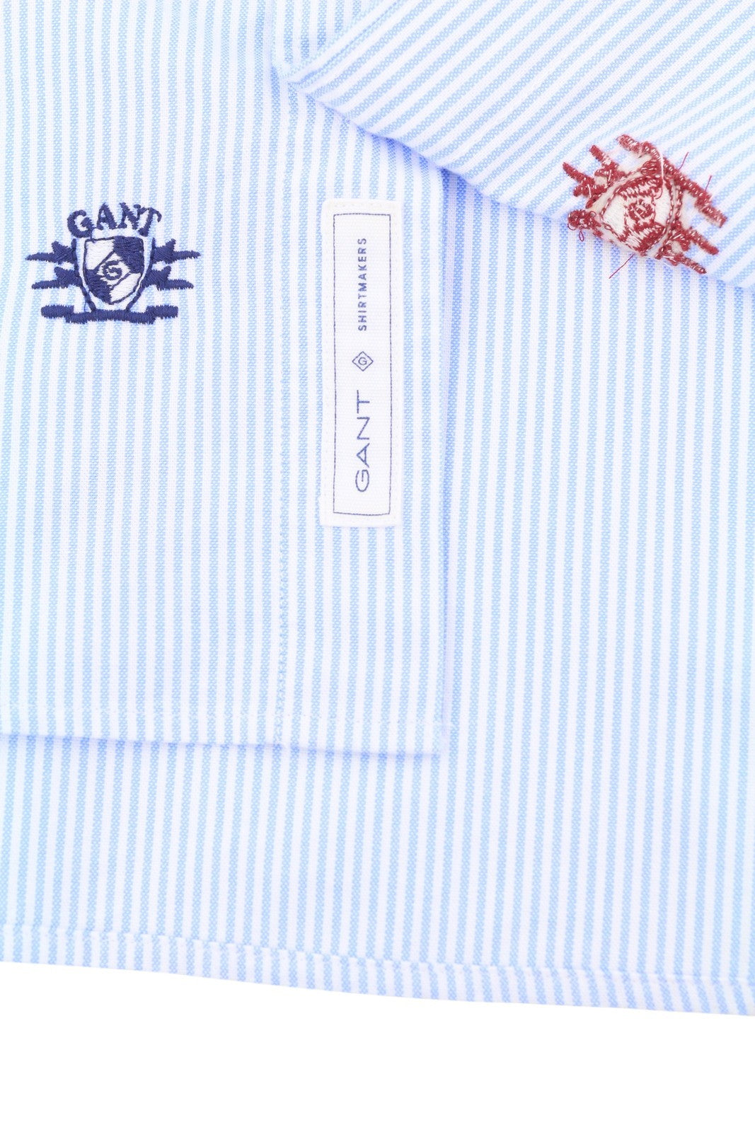 GANT Rel Emb Crest Oxford vyriški marškinėliai S dydžio, mėlyni, siuvinėti dryžuoti, laisvalaikio stiliaus