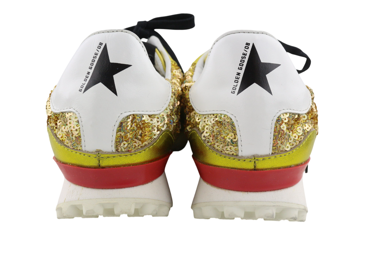 „GOLDEN GOOSE Starland“ moteriški sportbačiai, 39 dydžio, auksinės odos, blizgučiais, žema palaidinė. 