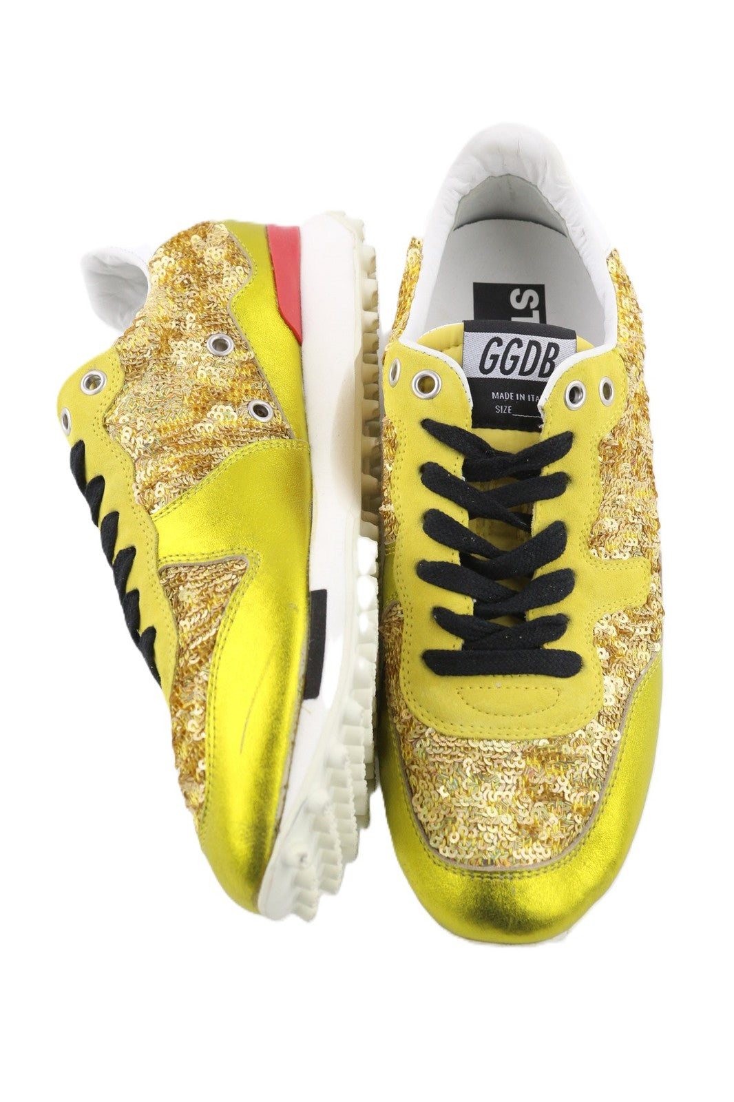 „GOLDEN GOOSE Starland“ moteriški sportbačiai, 39 m., auksinės odos, blizgučiais puošti laisvalaikio bateliai. 