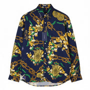 GANT Rel Chain Print Lyocell Town vyriški marškinėliai L dydžio, vakarinės mėlynos spalvos, laisvo kirpimo, laisvalaikio stiliaus 