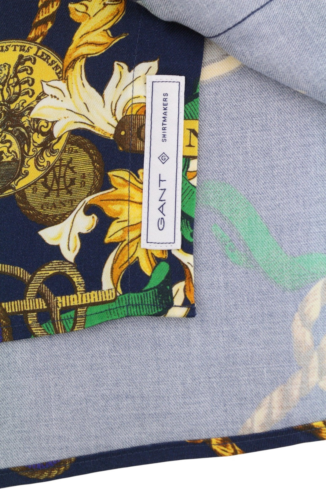 GANT Rel Chain Print Lyocell Town vyriški marškinėliai L dydžio, vakarinės mėlynos spalvos, laisvo kirpimo, laisvalaikio stiliaus 