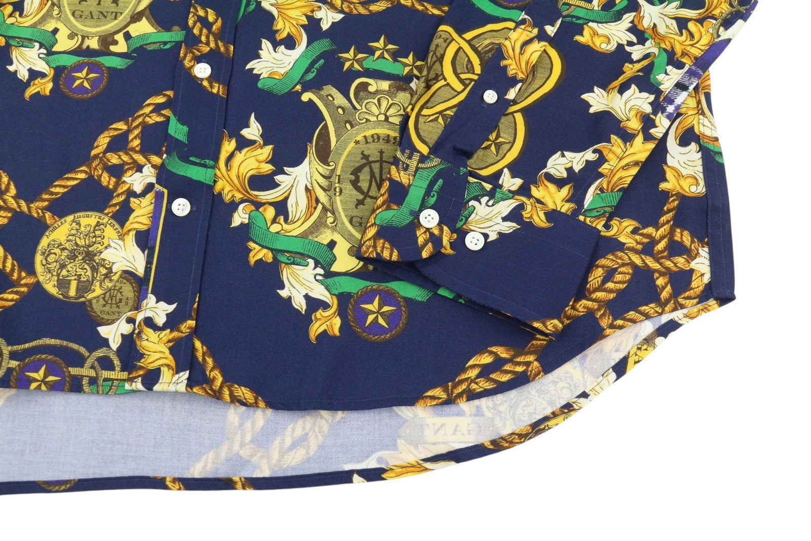 GANT Rel Chain Print Lyocell Town vyriški marškinėliai L dydžio, vakarinės mėlynos spalvos, laisvo kirpimo, laisvalaikio stiliaus 