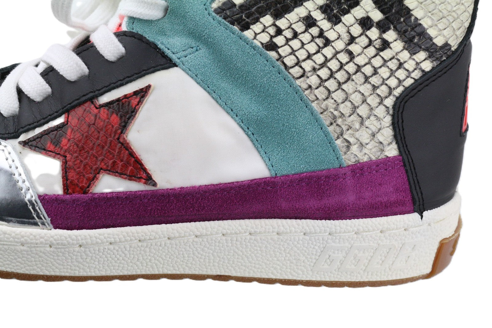 „GOLDEN GOOSE Noah“ moteriški sportbačiai, 39 m., įvairiaspalviai, odiniai, aukštakulniai, su raišteliais. 