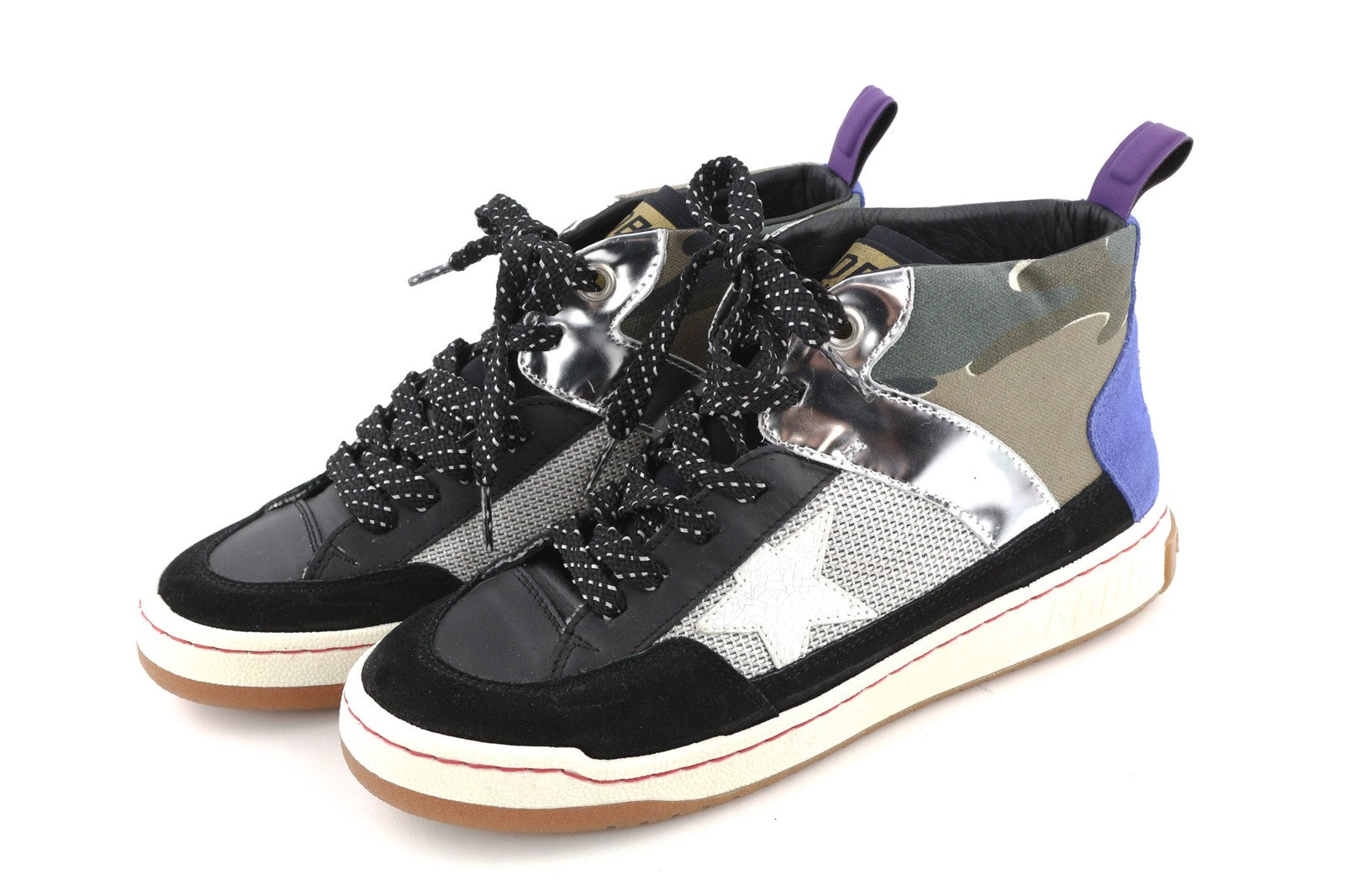 GOLDEN GOOSE Noah moteriški sportbačiai EU39 juodi pilki raštuoti aukštakulniai sportbačiai 