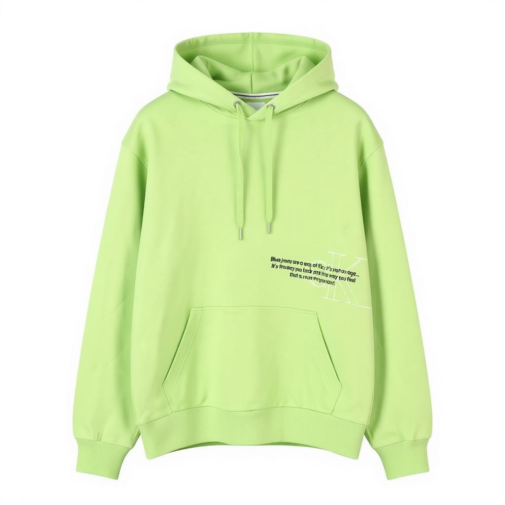 CALVIN KLEIN Men Hoodie S Jaded Green Kangaroo Pocket Logo Hooded Pullover