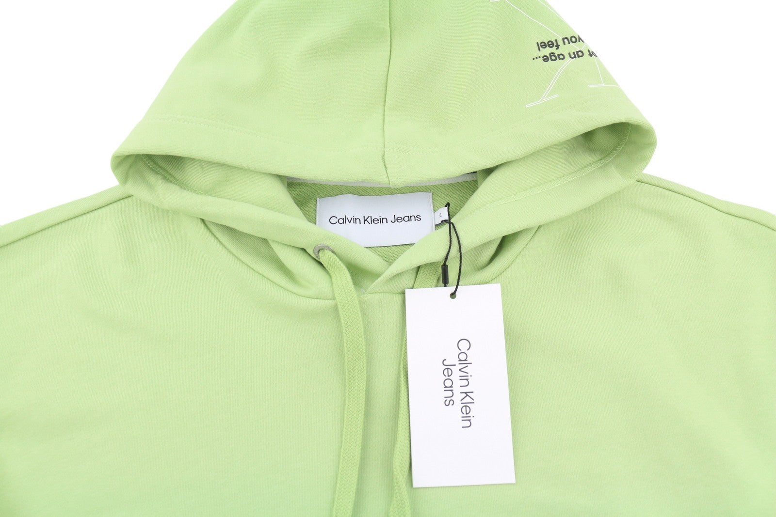 CALVIN KLEIN Men Hoodie XL Jaded Green Kangaroo Pocket Logo Hooded Pullover