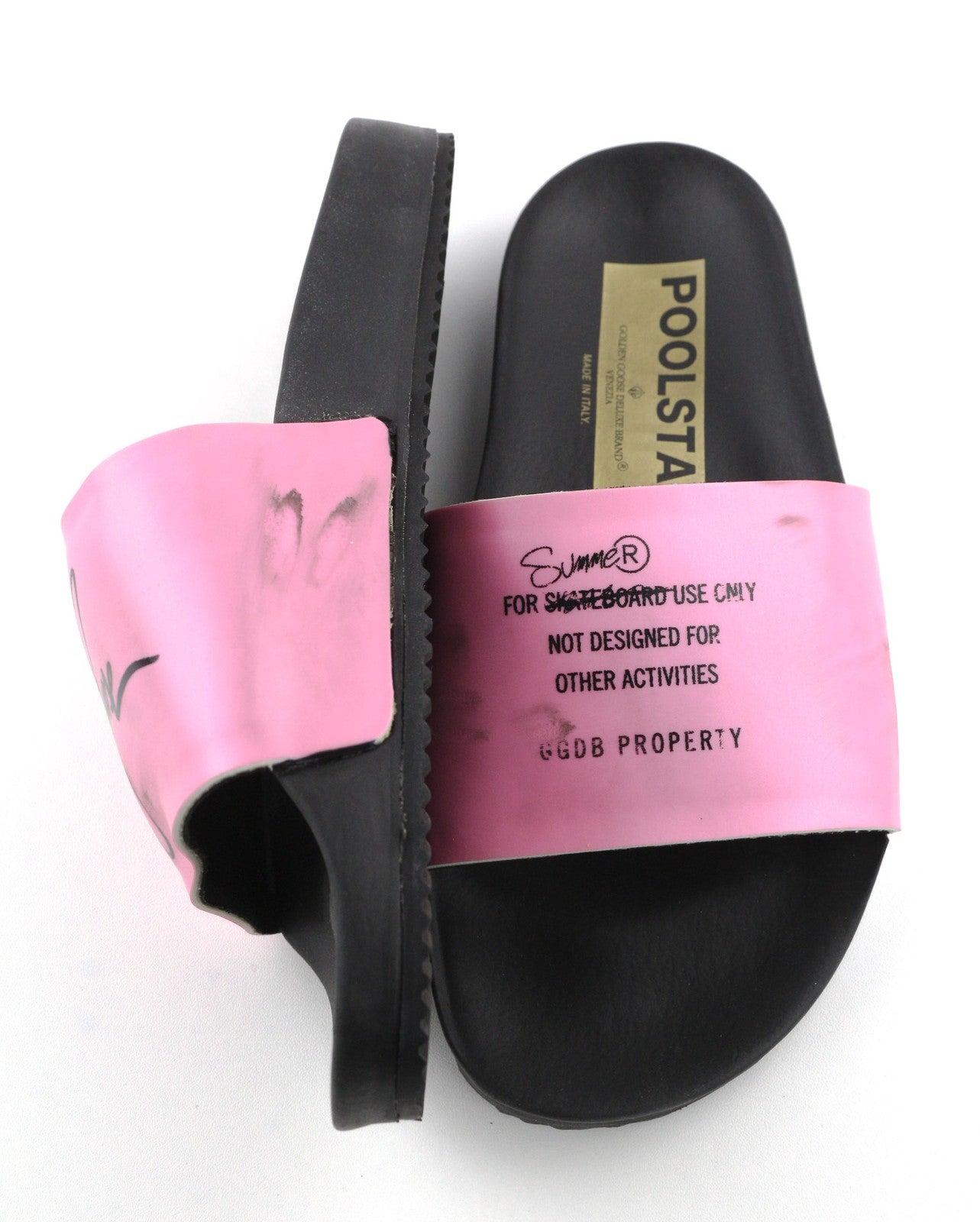 GOLDEN GOOSE Poolstar Women Slippers EU39 Pink Black Slip-On Casual Summer