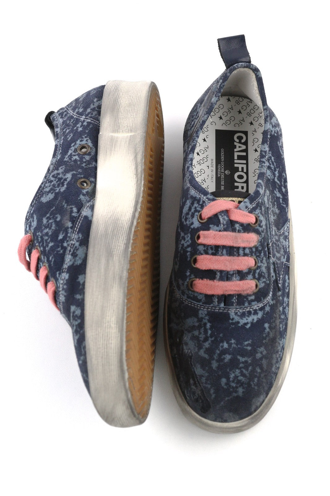 „GOLDEN GOOSE California“ moteriški sportbačiai, 39 dydis, mėlyni, sendinto rašto, žemapadžiai, suvarstyti. 