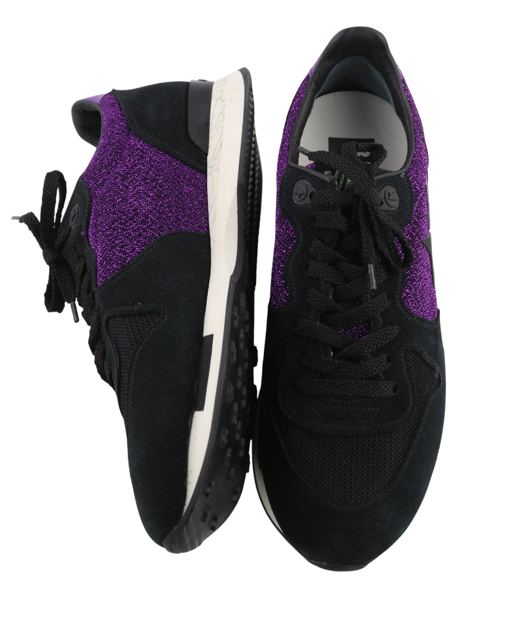 „GOLDEN GOOSE“ bėgimo bateliai moterims, 39 dydžio, violetiniai juodi, odiniai, blizgantys sportbačiai. 