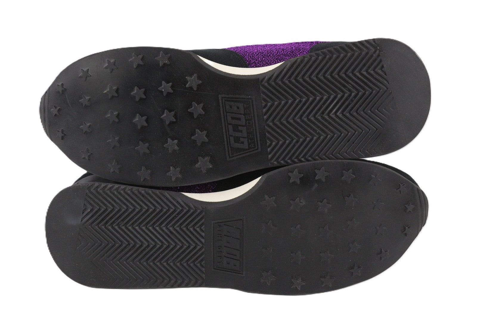 „GOLDEN GOOSE“ bėgimo bateliai moterims, 39 dydžio, violetiniai juodi, odiniai, blizgantys sportbačiai. 