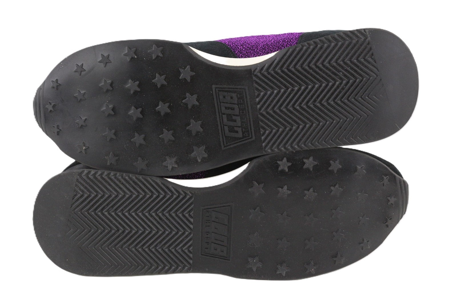 „GOLDEN GOOSE“ bėgimo bateliai moterims, 39 dydžio, violetiniai, juodi, odiniai, blizgantys, suvarstomi. 