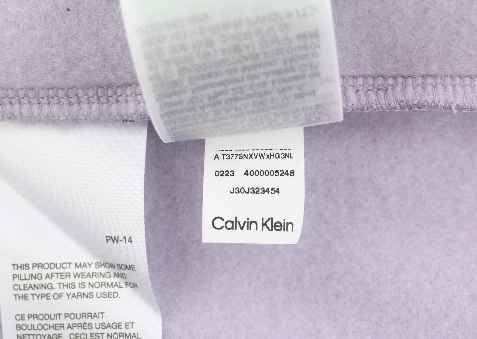 CALVIN KLEIN vyriškas džemperis M su levandų ir violetinės spalvos apvalia kaklo iškirpte ir logotipu, didelis megztinis 