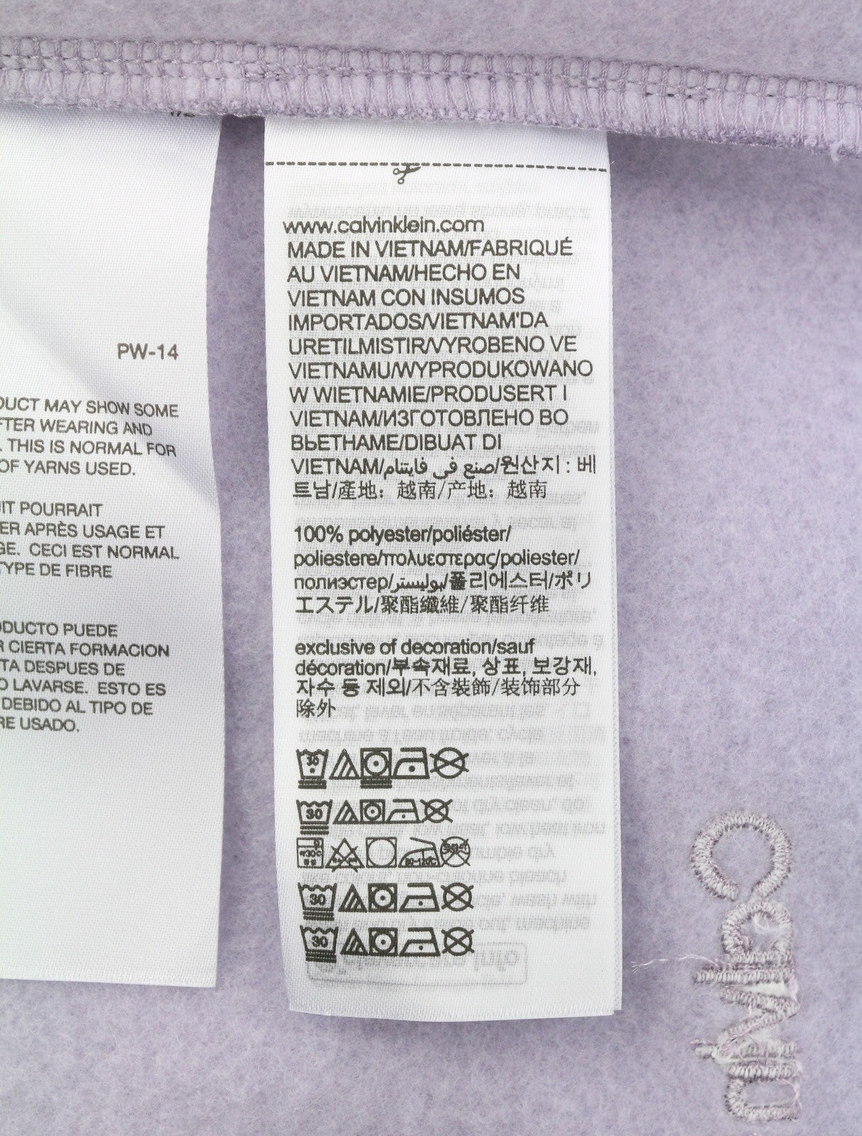 CALVIN KLEIN vyriškas džemperis M su levandų ir violetinės spalvos apvalia kaklo iškirpte ir logotipu, didelis megztinis 