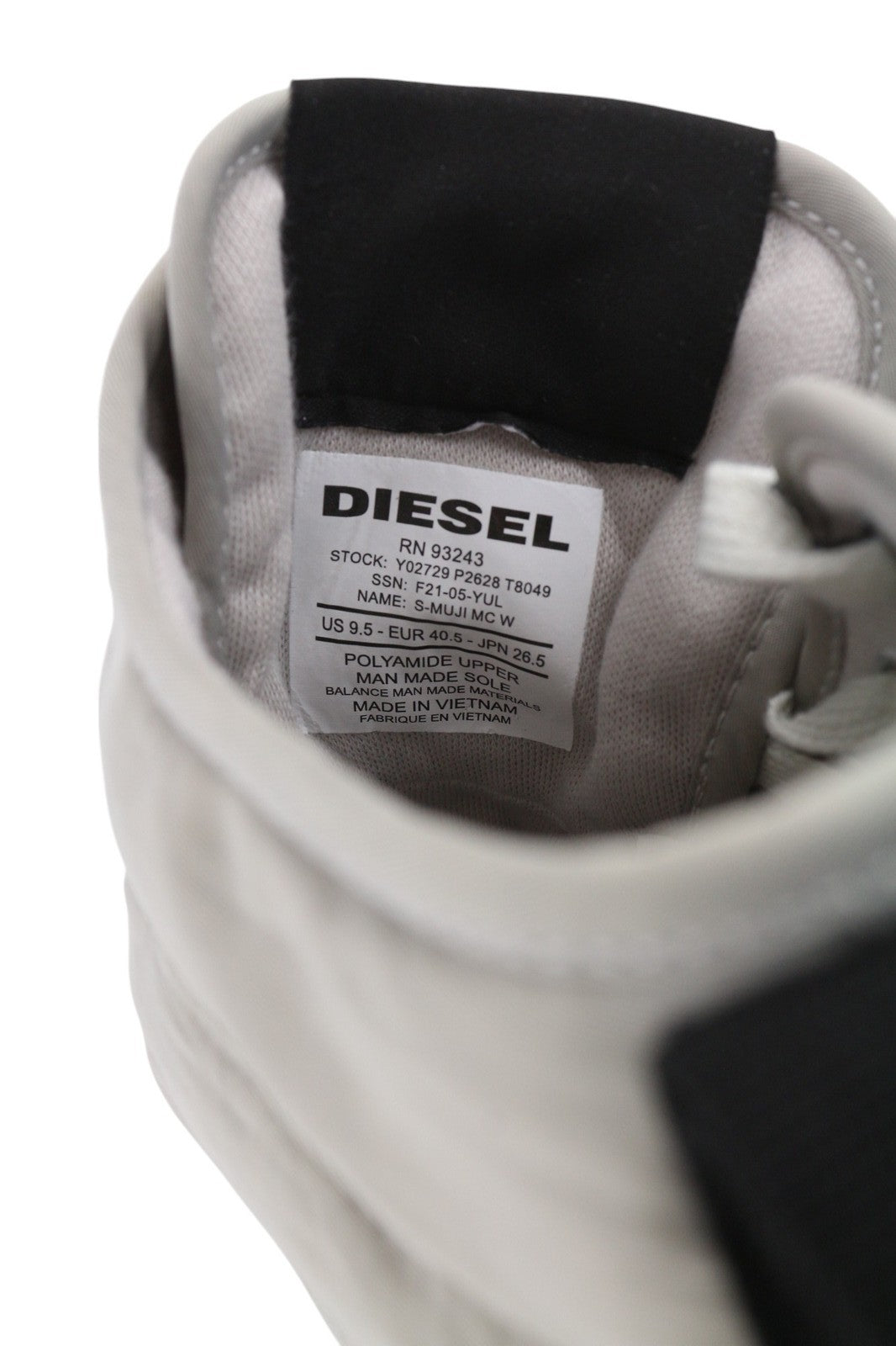 DIESEL S-Muji moteriški sportbačiai su raišteliais, 40,5 dydžio, šviesiai pilki, aukšti bateliai, RRP 180. 