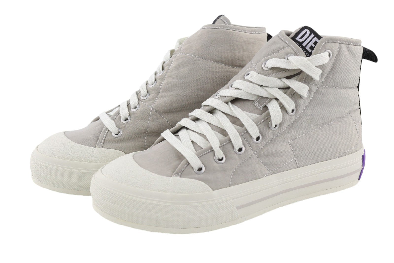 DIESEL S-Muji moteriški sportbačiai su raišteliais, 40,5 dydžio, šviesiai pilki, aukšti bateliai, RRP 180. 