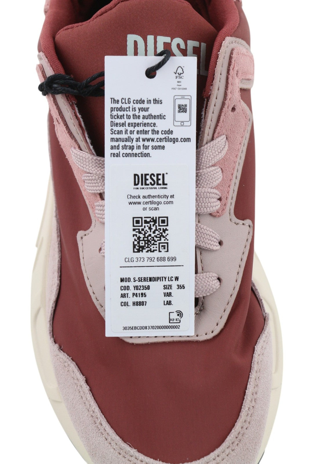 DIESEL S-Serendipity moteriški sportbačiai, 35.5 dydis, rožiniai, žemakulniai, laisvalaikio stiliaus, su raišteliais, RRP 150 