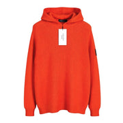 CALVIN KLEIN Men Jumper M Orange Cotton Knit Hooded Stretch Logo Pullover