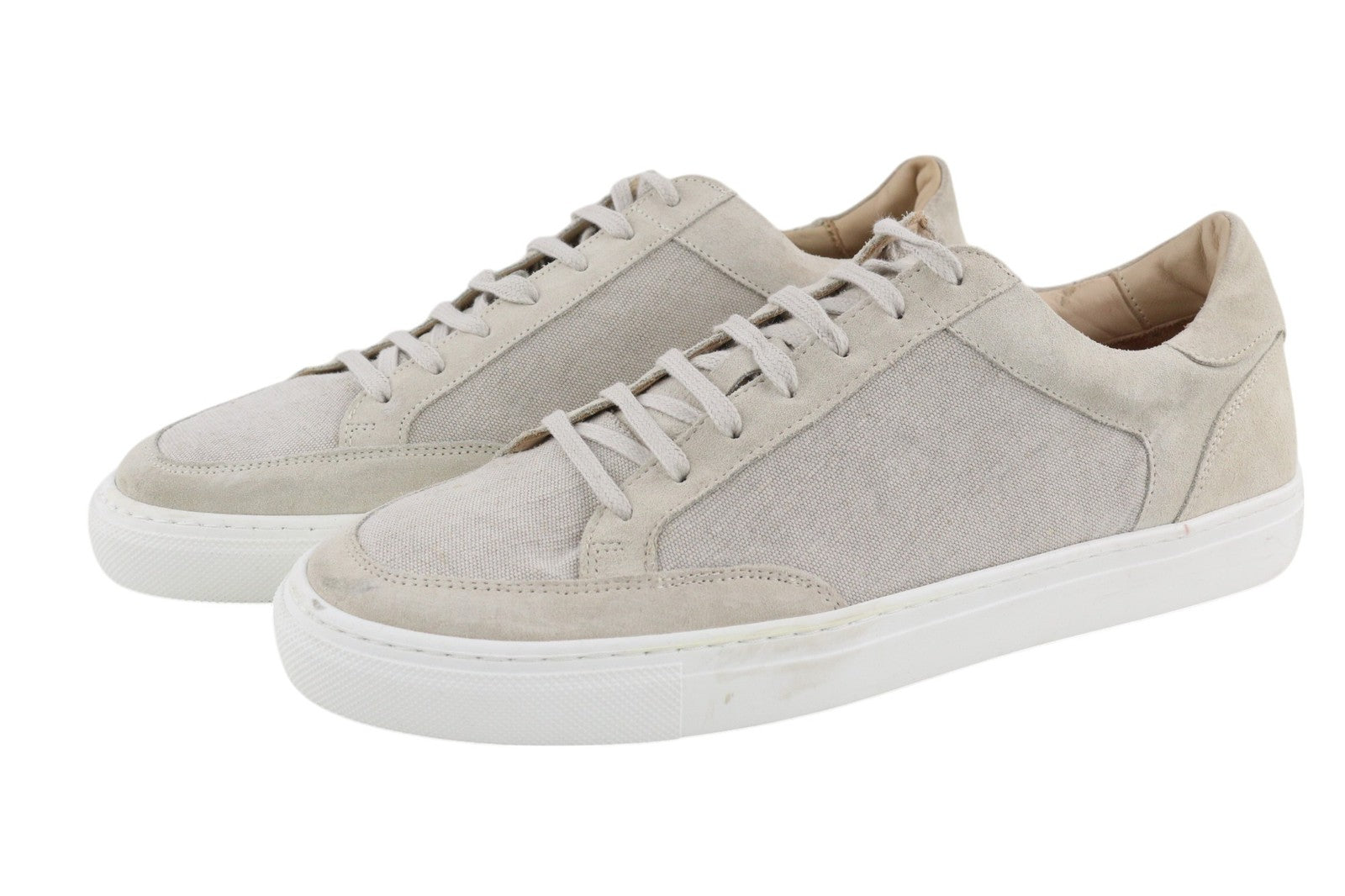 SUITSUPPLY vyriški batai, EU46, šviesiai pilki, tekstiliniai, odiniai, žemi, laisvalaikio batai, su raišteliais 