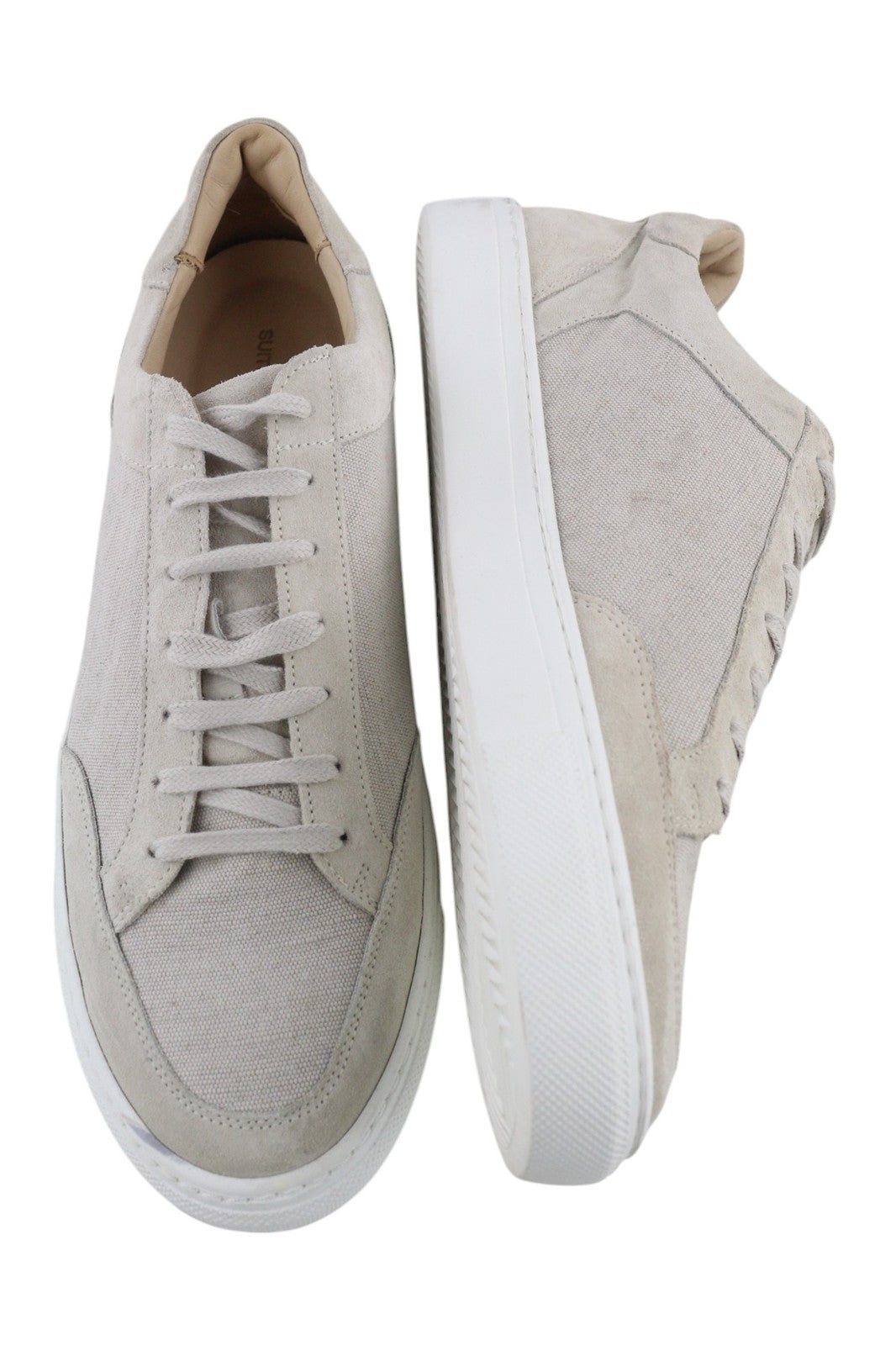 SUITSUPPLY Men Shoes EU46 Light Grey Textile Leather Low Laced Casual