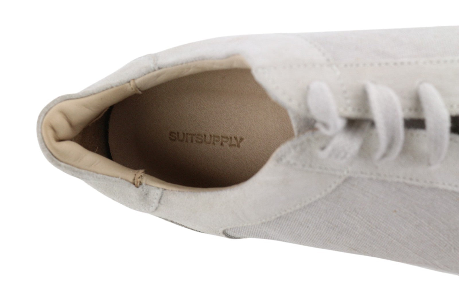 SUITSUPPLY Men Shoes EU46 Light Grey Textile Leather Low Laced Casual