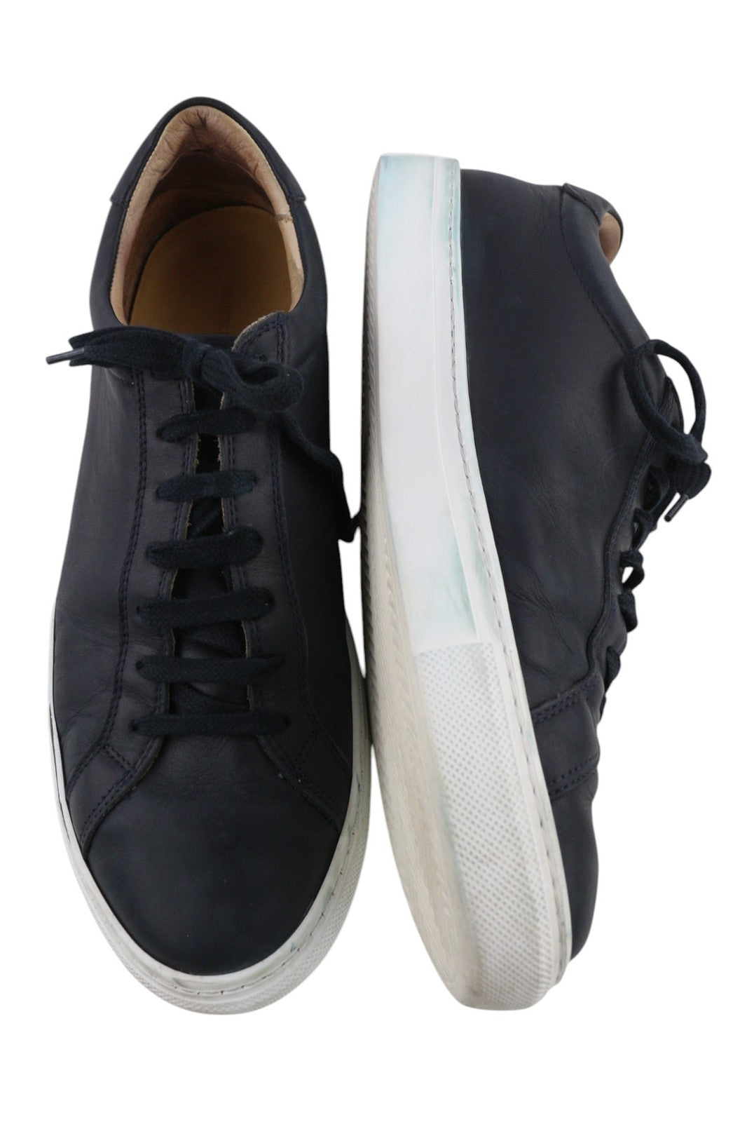 SUITSUPPLY Men Shoes EU45 Navy Blue Leather Low-Top Laced Sneaker