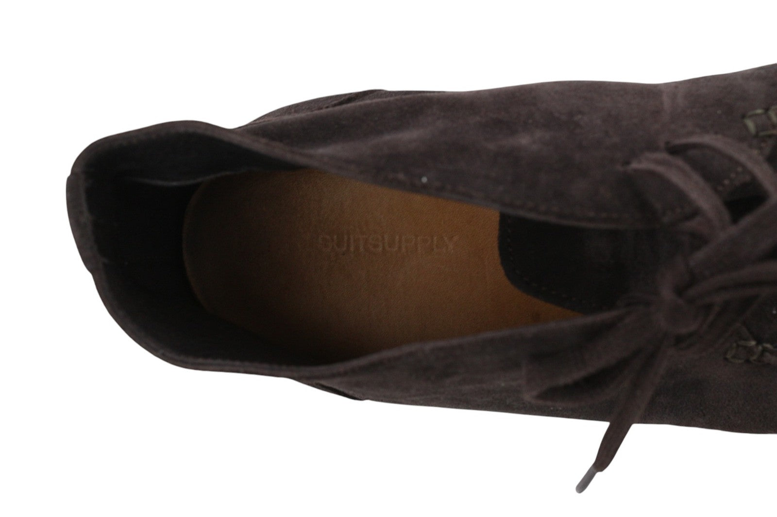 SUITSUPPLY vyriški batai, EU43, tamsiai rudi, odiniai, zomšiniai, aukštakulniai, laisvalaikio stiliaus 