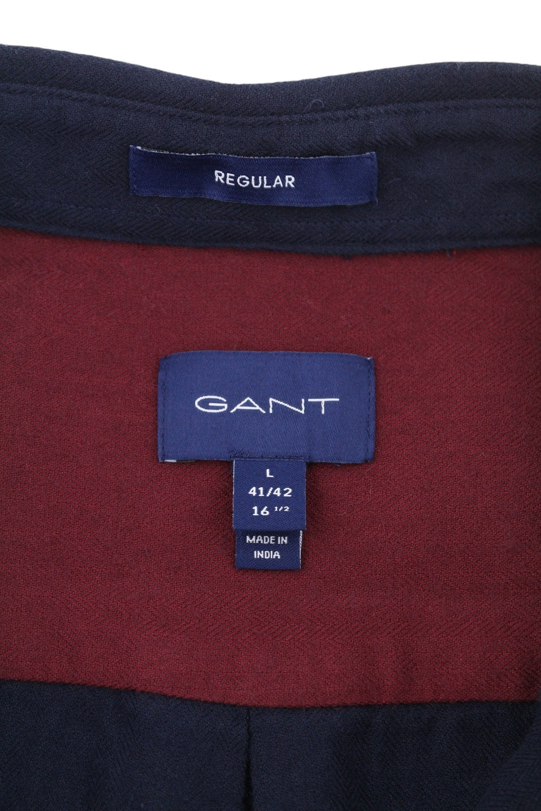 GANT Reg Herringbone flaneliniai vyriški marškinėliai L dydžio, vakaro mėlyna, su sagomis žemyn iškirpte, laisvalaikio stiliaus