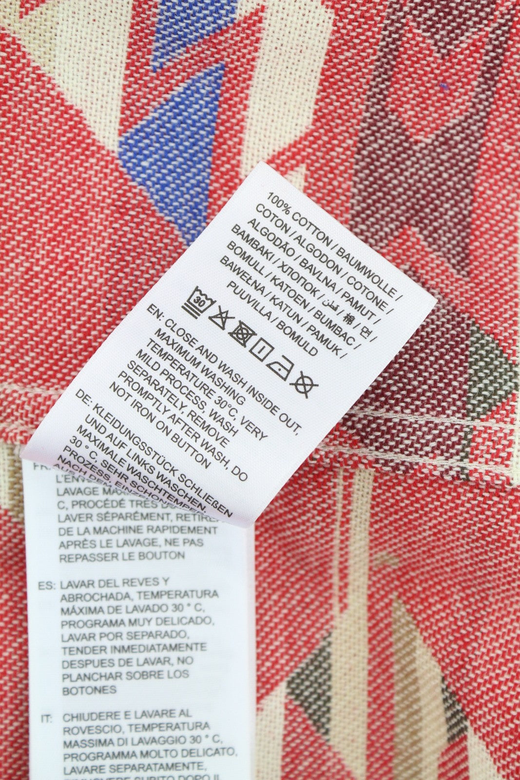 GANT Reg Geometric Jacquard Town Men Shirt M Equestrian Red Spread Neck Casual