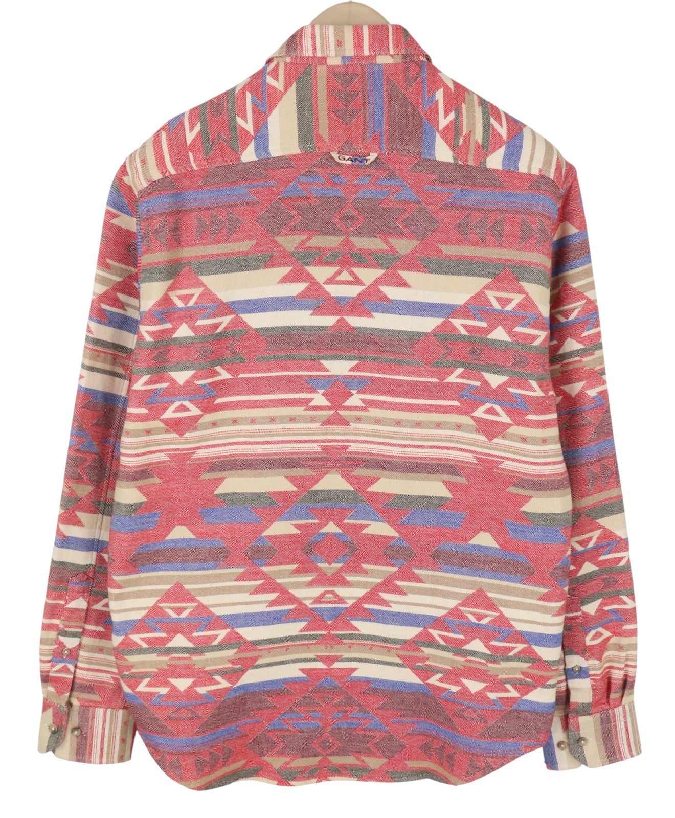 GANT Reg Geometric Jacquard Town Men Shirt M Equestrian Red Spread Neck Casual