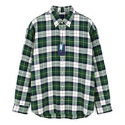 GANT Rel Texture Check vyriški marškinėliai XL dydžio, miško žali, flaneliniai, su sagomis atlenkiama apykakle, laisvalaikio stiliaus 