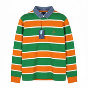 GANT džinsinio apykaklės ilgarankoviai vyriški marškinėliai su dryžuota polo apykakle ir ilgomis rankovėmis su ilgomis rankovėmis 