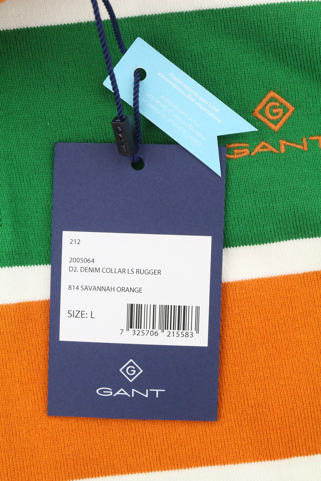 GANT džinsinio apykaklės ilgarankoviai vyriški marškinėliai su dryžuota polo apykakle ir ilgomis rankovėmis su ilgomis rankovėmis 