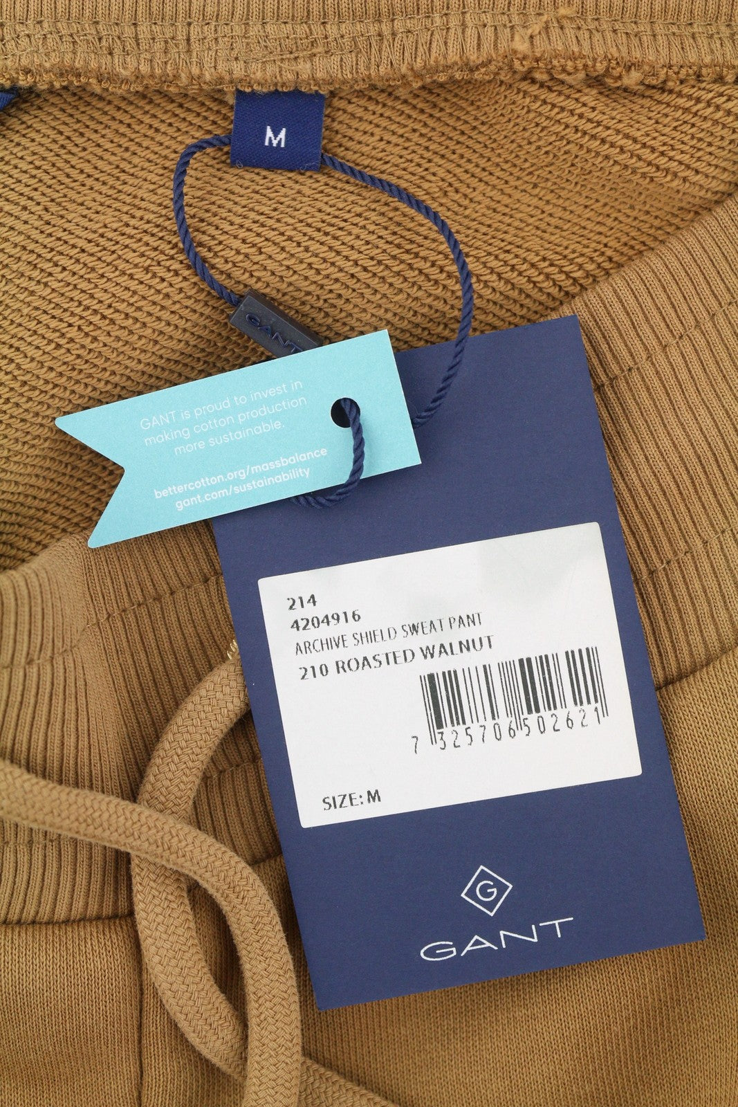 GANT Archive Shield moteriškos kelnės M rudos su raišteliu juosmenyje Jogg sportinės kelnės 