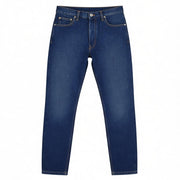 OFF-WHITE ARR vyriški džinsai W31 tamsiai mėlyni siaurėjantys skalbti džinsai su sagomis, RRP650 