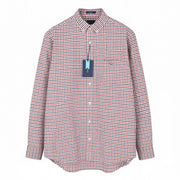 GANT Oxford Tattersall vyriški marškinėliai L dydžio, raudoni, su sagomis ir kišenėmis, laisvalaikio stiliaus