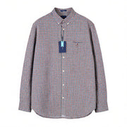 GANT „Broadcloth Gingham“ vyriški marškinėliai, XL dydžio, kabernet raudoni, languoti, laisvalaikio stiliaus su sagomis. 