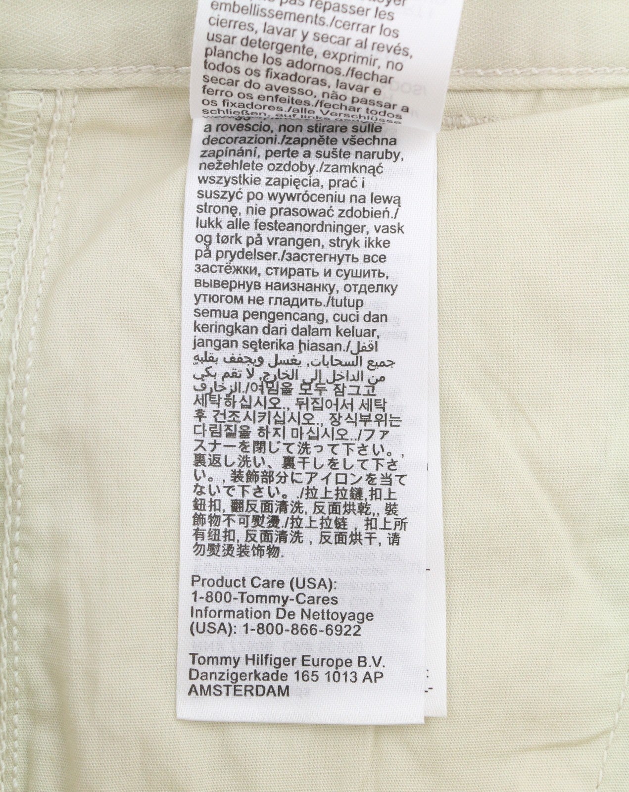 TOMMY HILFIGER Austin Men Trousers W33/L32 Beige Tapered Fit Zip Fly Cargo