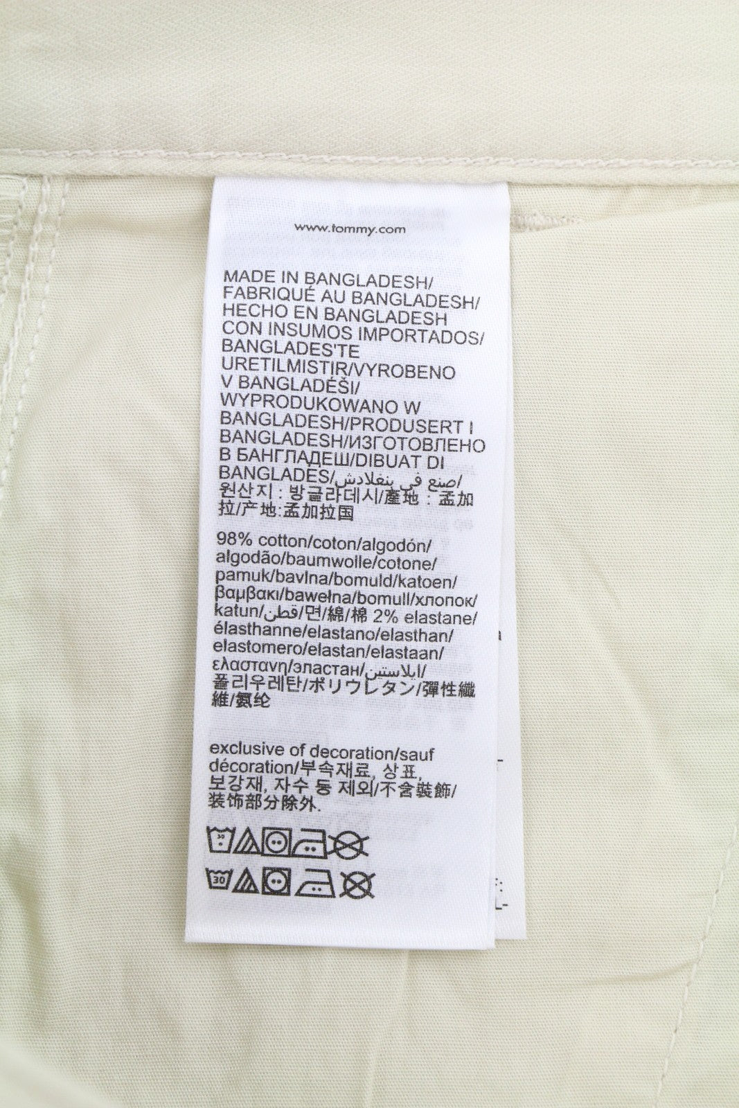 TOMMY HILFIGER Austin Men Trousers W33/L32 Beige Tapered Fit Zip Fly Cargo