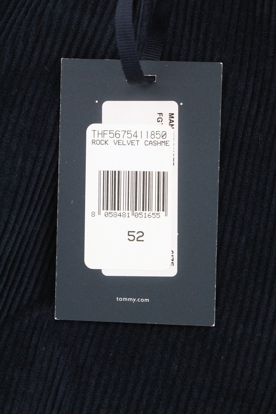 TOMMY HILFIGER Rock Velvet Cashme Men Trousers EU52 Dark Blue Corduroy Pleated