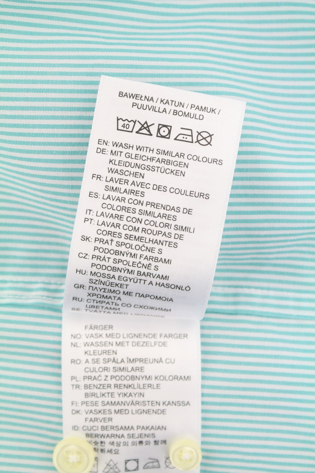 GANT The Broadcloth Stripe Men Shirt L Aqua Green Button-Down Neck Patch Pocket