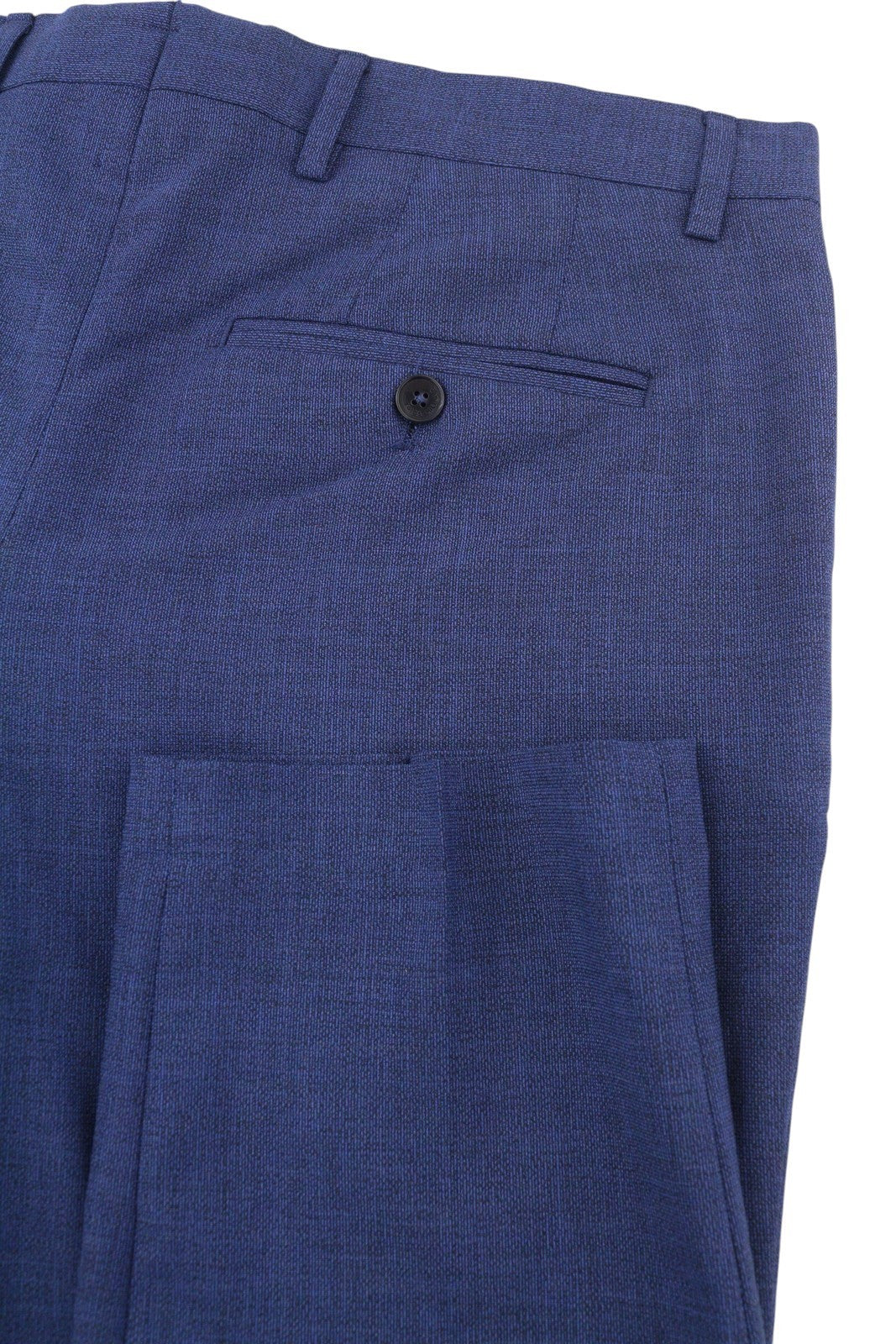 TOMMY HILFIGER THFlex Micro Structure Men Trousers EU48 Blue Wool Blend Tapered