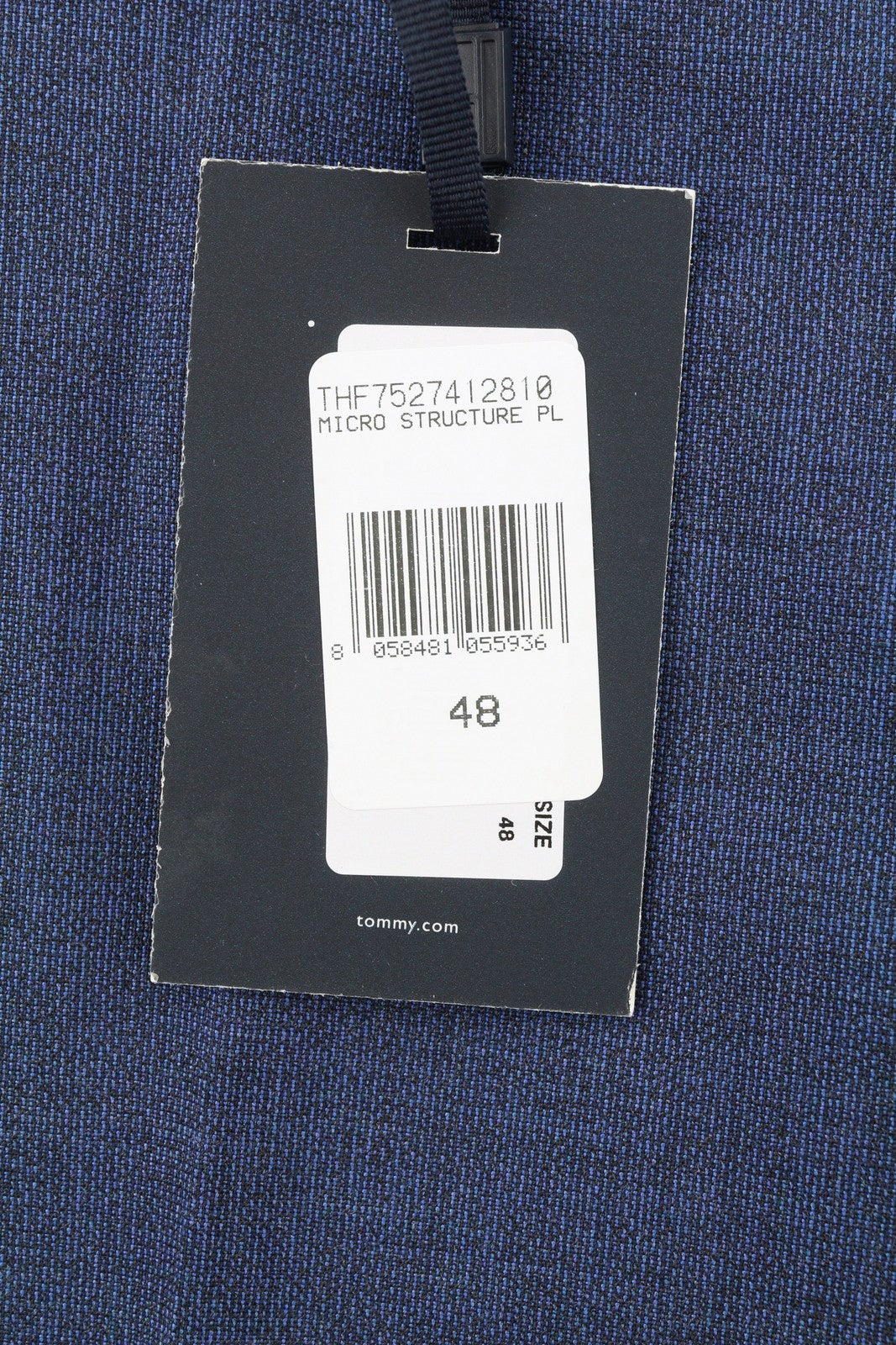 TOMMY HILFIGER THFlex Micro Structure Men Trousers EU48 Blue Wool Blend Tapered